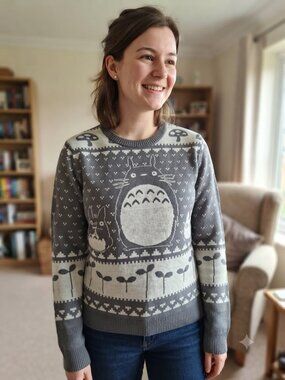 Her Universe Studio Ghibli Totoro Gray Nordic Knit Sweater Size S